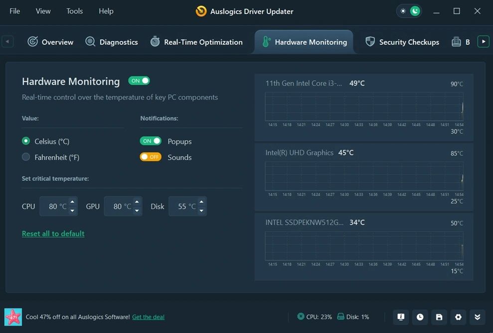 auslogics driver updater hardware monitoring