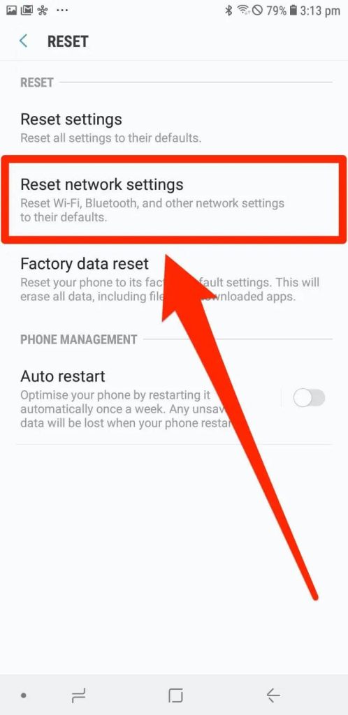 resetting network settings in phone