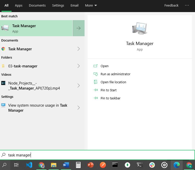 task manager option in windows