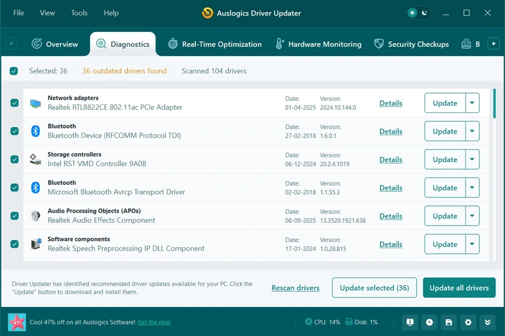 update driver options