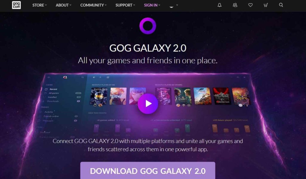 gog galaxy game download site