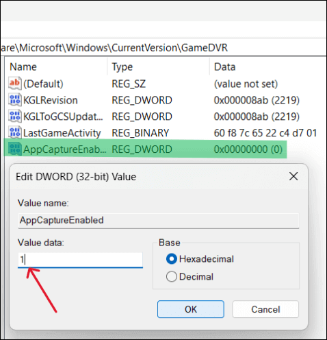 edit value data in the reg editor