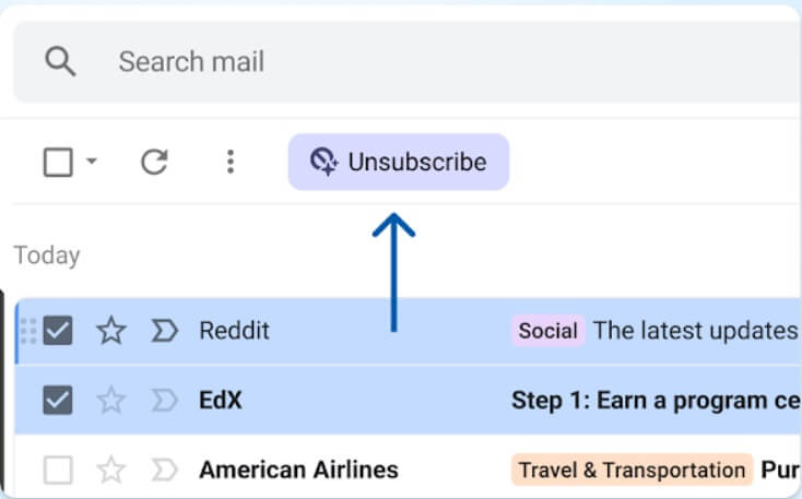 using mass unsubscribe gmail extension