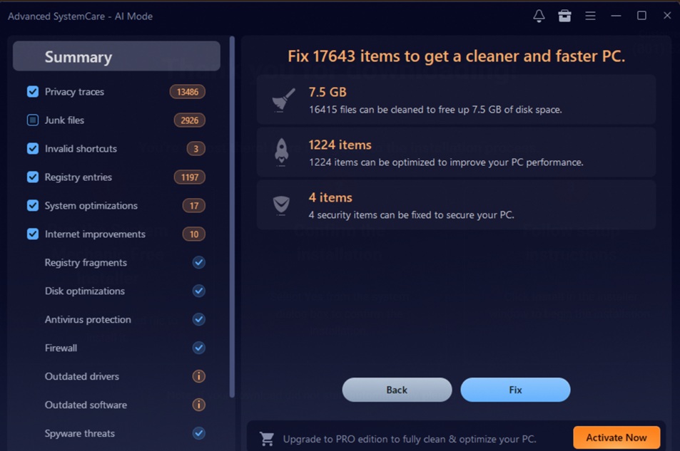advanced system care fix items