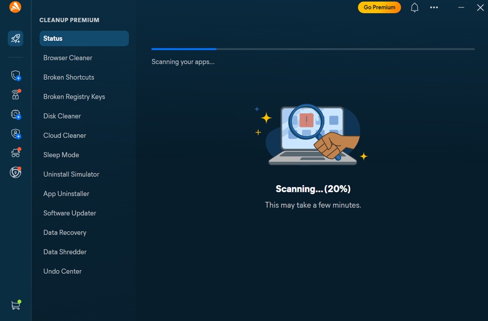 avast cleanup scanning process
