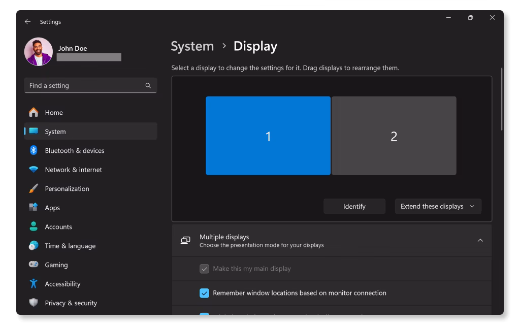 display settings