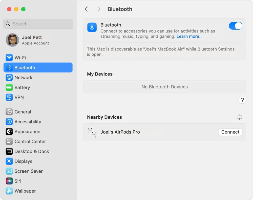 connect airpods to mac