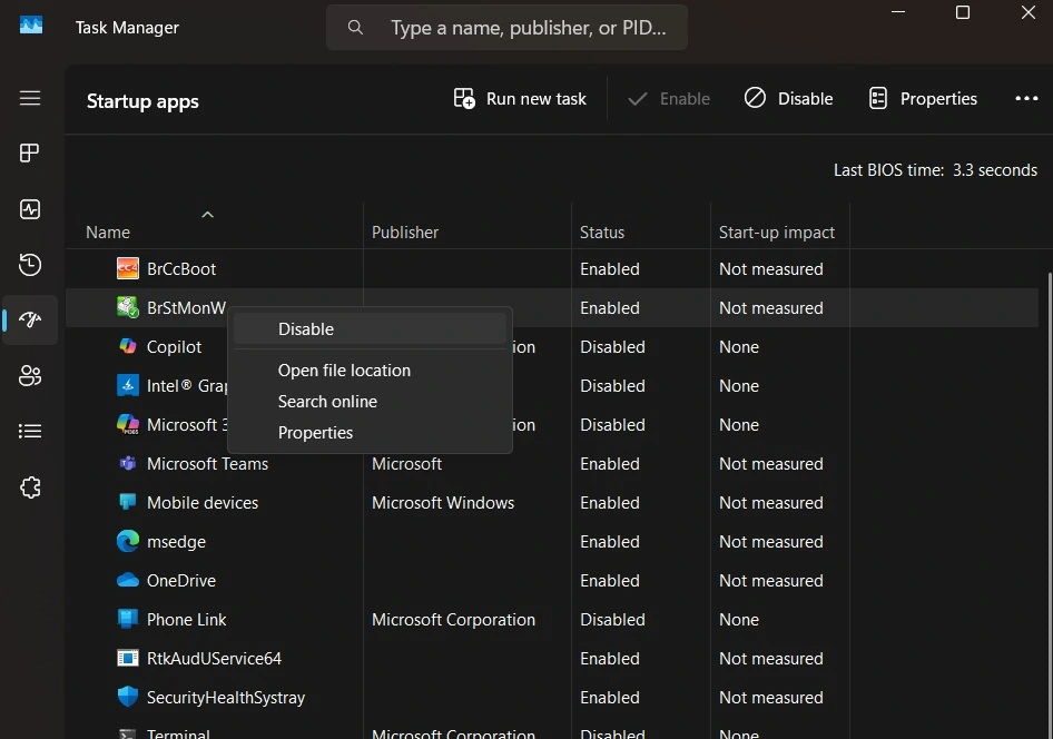 disable startup programs
