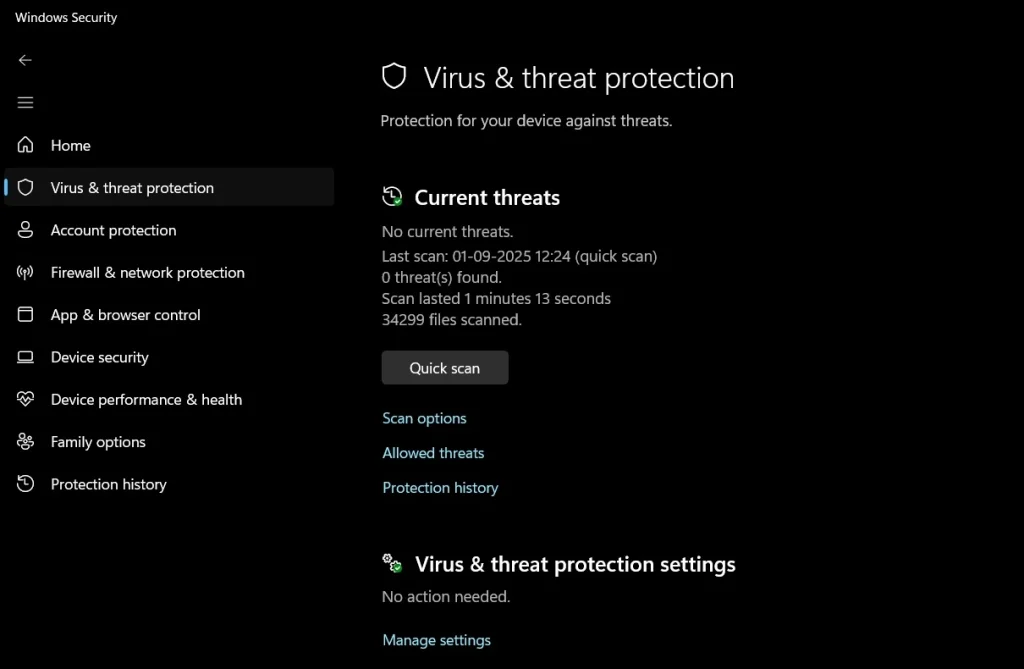 run windows security scan