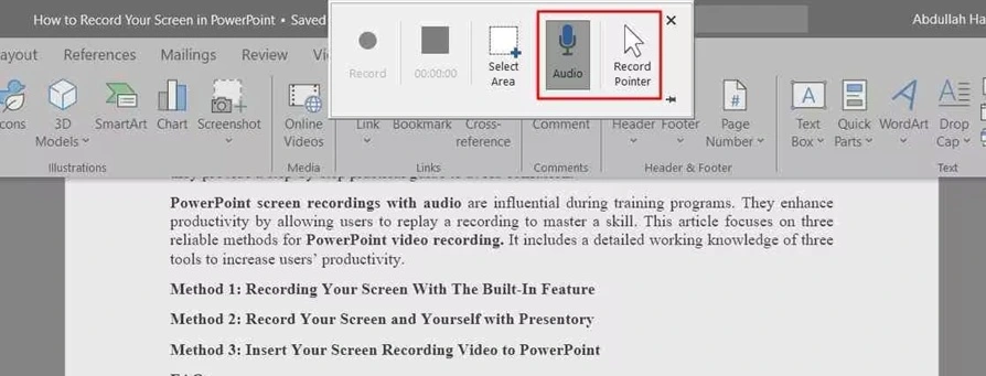 screen recording using powerpoint