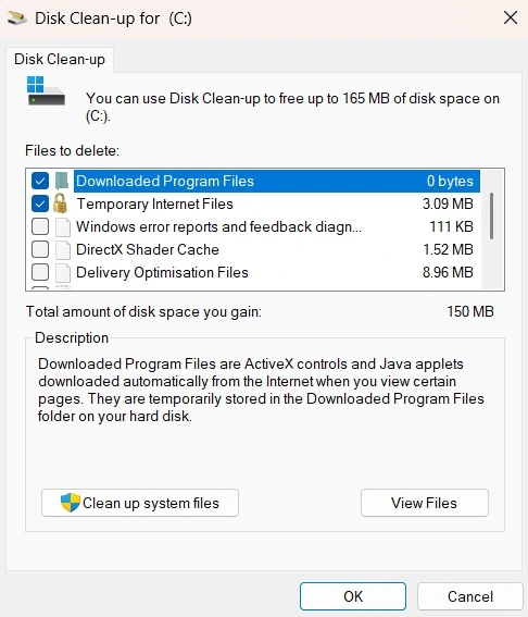 use disk clean up tool windows pc