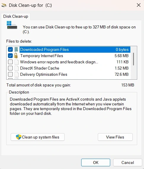 using disk clean up tool