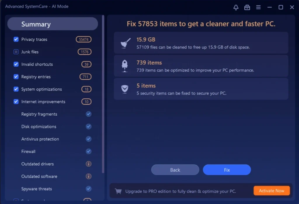 Advanced System Care fix issues