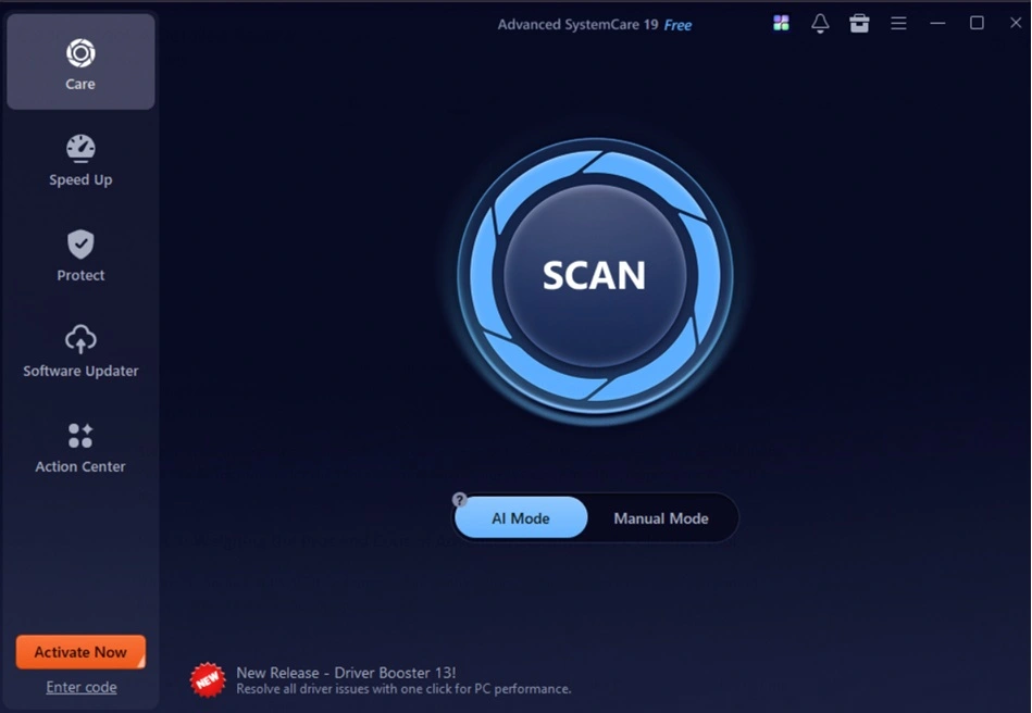 advanced system care click scan