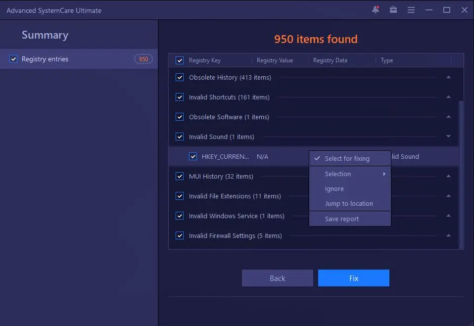 advanced system care registry cleaner
