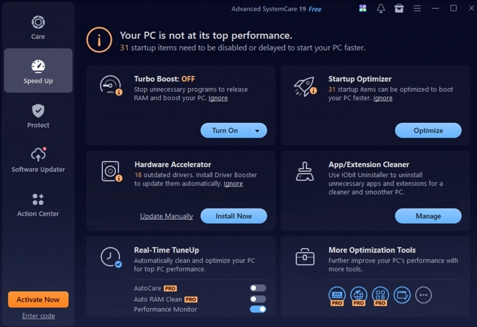advanced system care startup optimizer