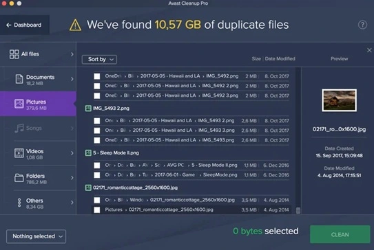 avast cleanup duplicate file finder