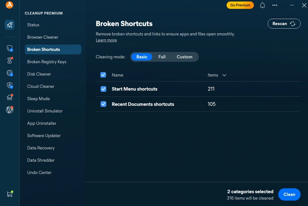 avast pc cleanup software clean items
