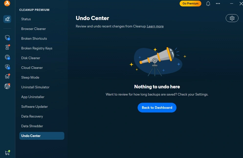 avast pc cleanup software undo center