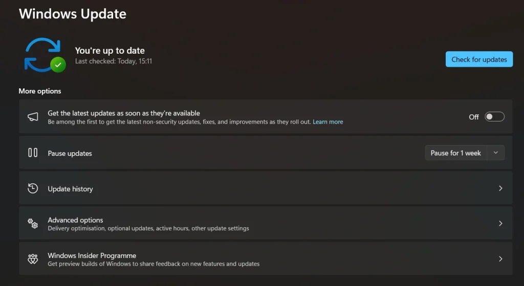 check for windows updates