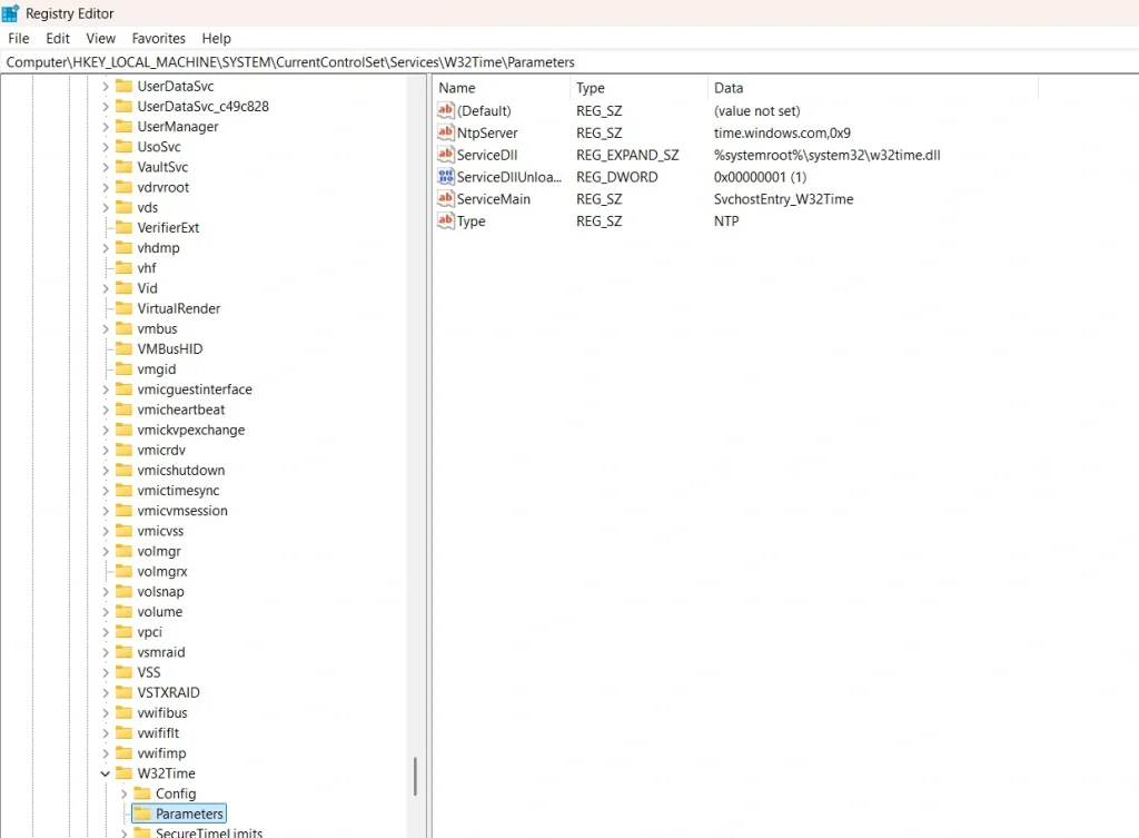 edit time via registry