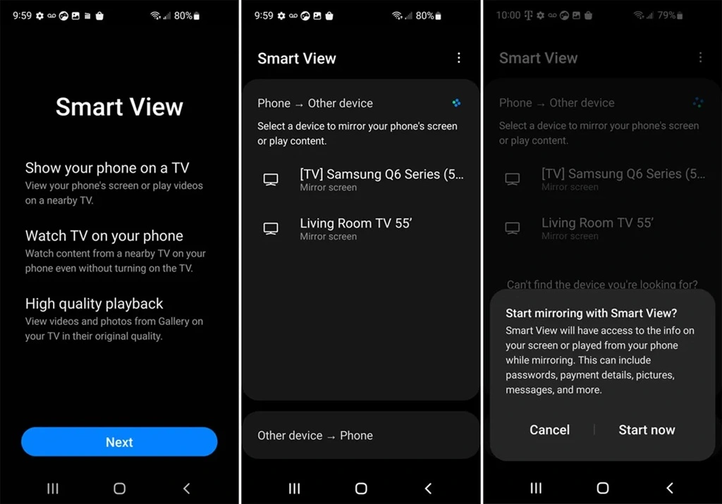 enable screen casting on phone