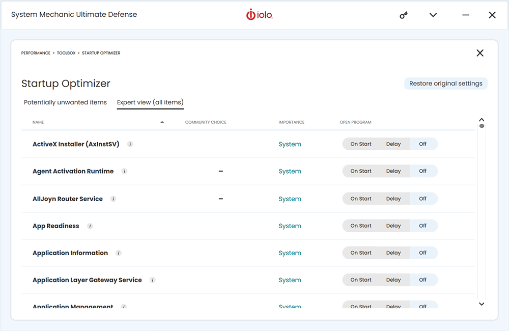 iolo system mechanic startup optimizer