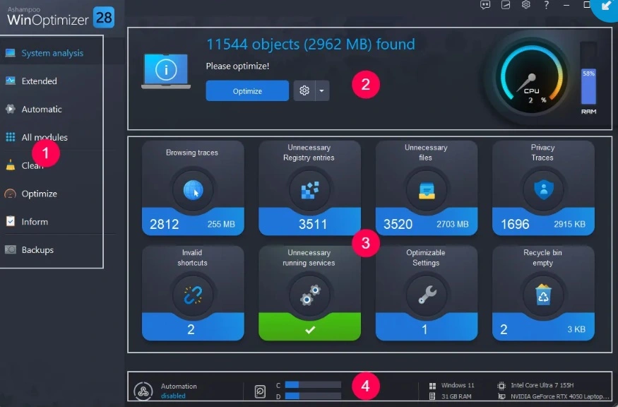 optimize pc ashampoo win optimizer