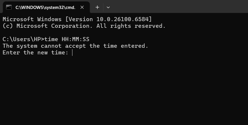 set time manually via cmd