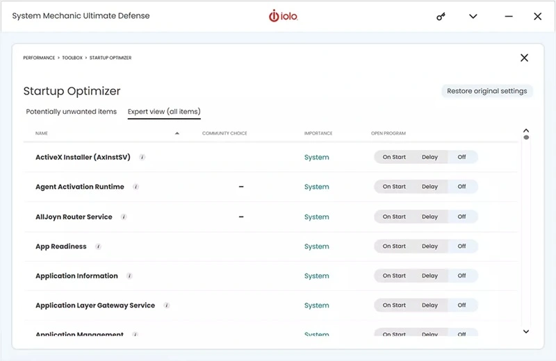 system mechanic startup optimizer