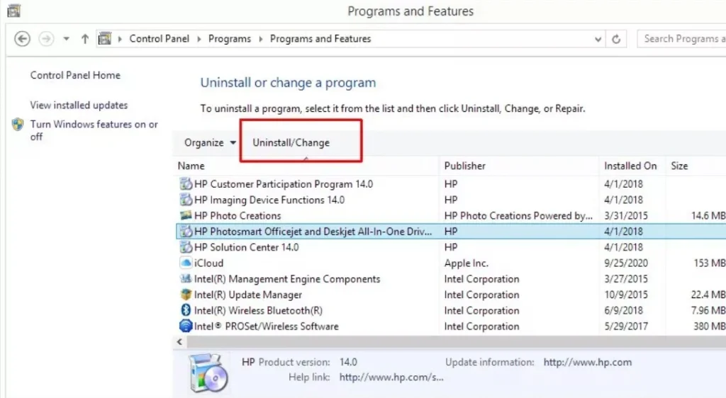 uninstall printer scanner suite