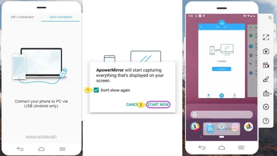 use third party app to screencast phone to laptop