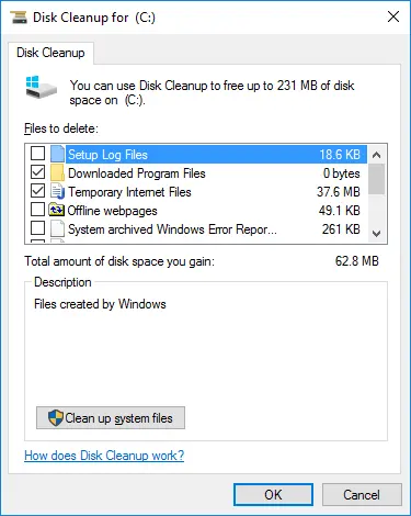 use disk cleanup tool