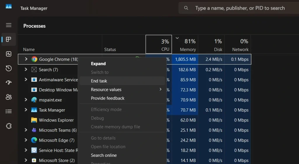 use task manager to kill apps