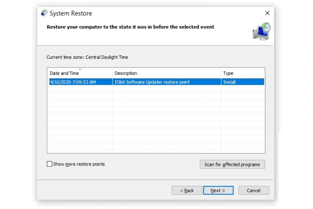 Perform a System Restore