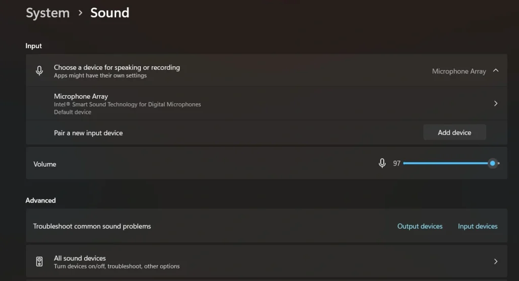 Use Windows settings to adjust audio input