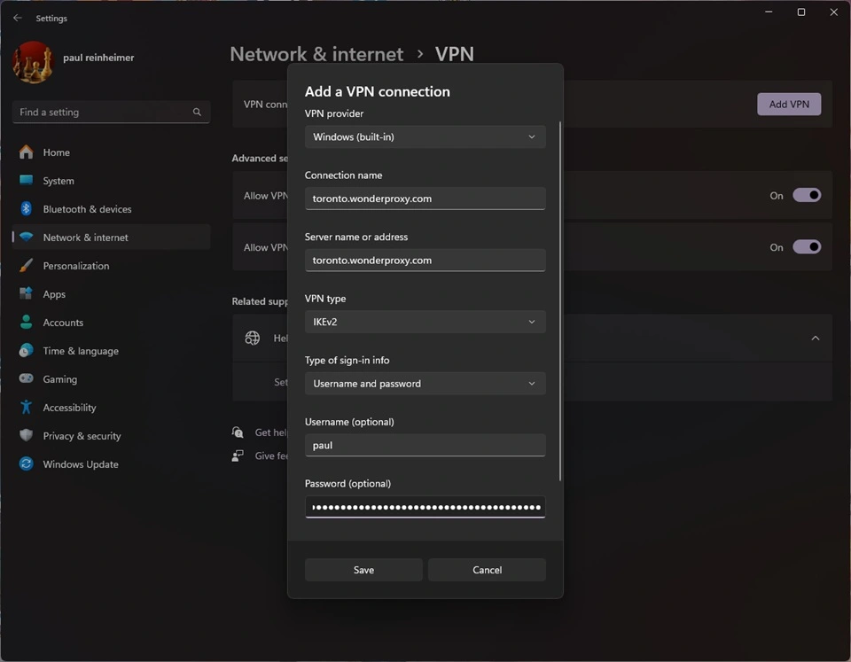 click save then connect to vpn