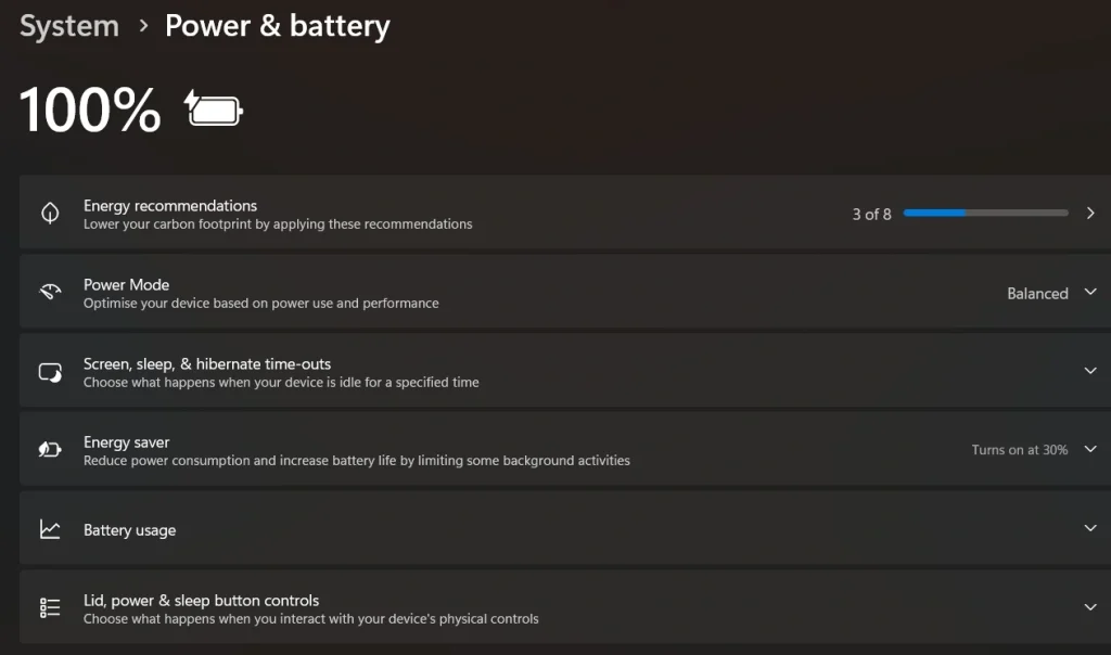 enable energy saver mode