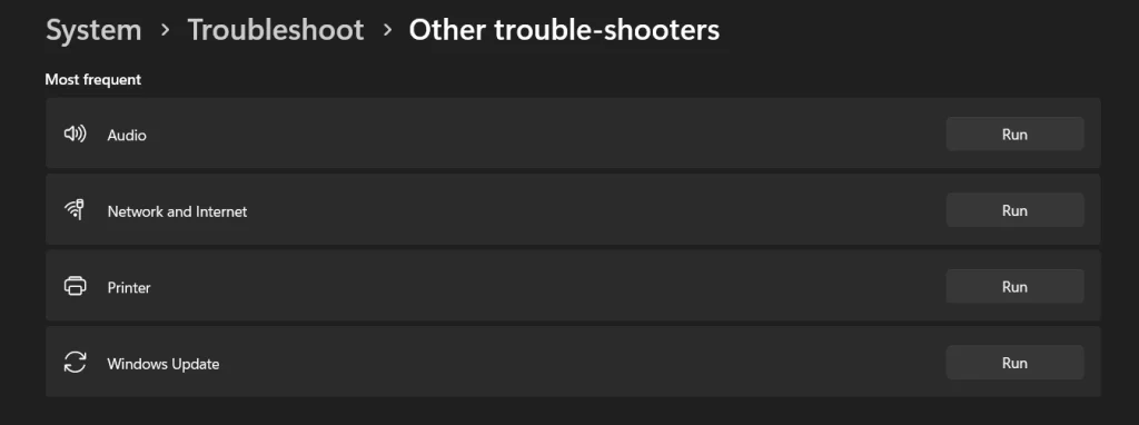 run audio troubleshooter