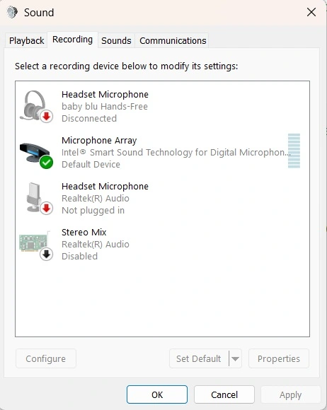 use control panel sound settings