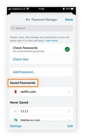 find saved password within apps