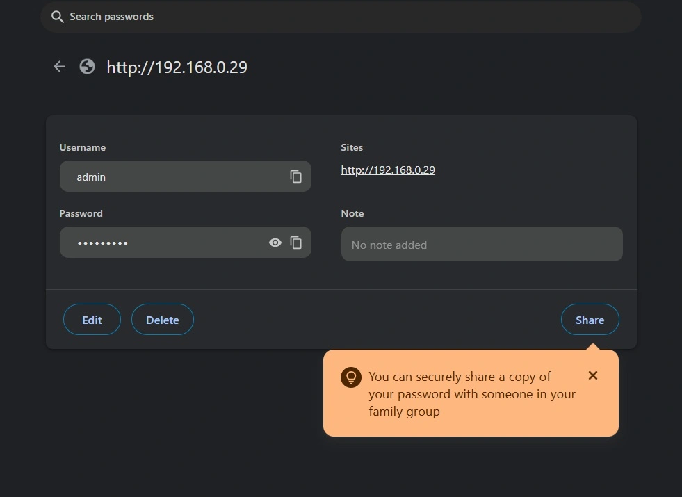 show web browser password 