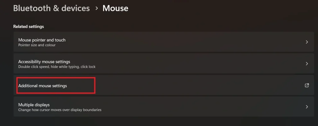 access additional mouse settings