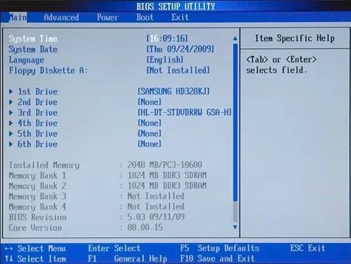 check RAM status in bios settings