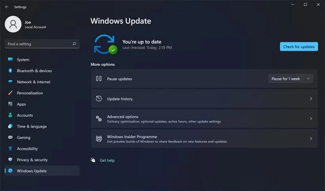 check for Windows update