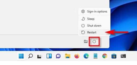 restart Windows 11 pc