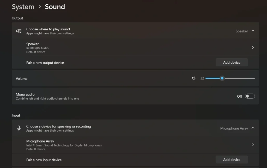 Windows 11 sound settings