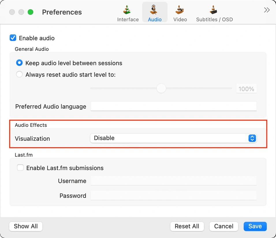 adjust sound setting in app