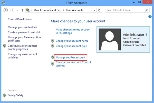 manage another account control panel