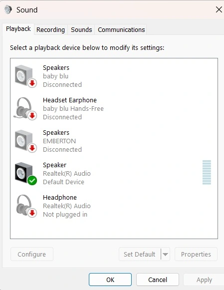 recording table windows sound control panel
